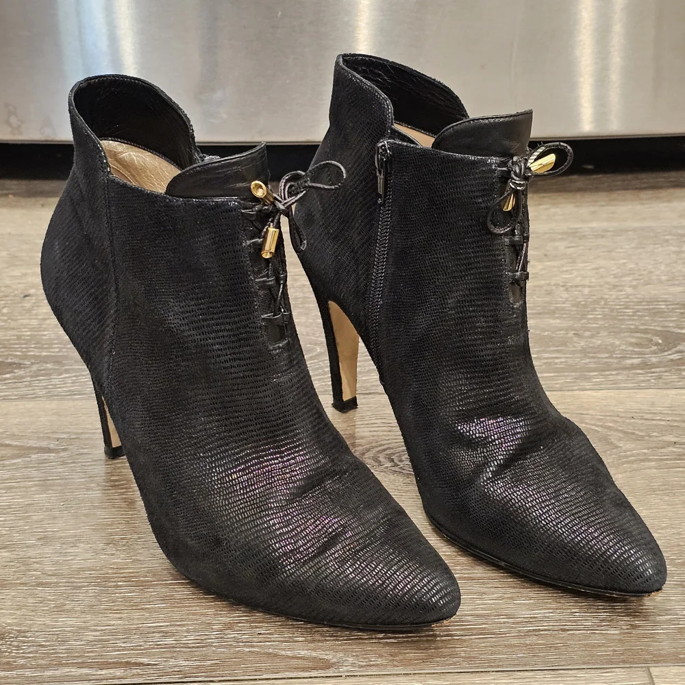 LANVIN Paris Black Shimmery Ankle Booties